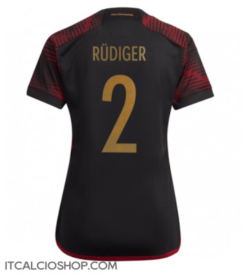 Germania Antonio Rudiger #2 Seconda Maglia Femmina Mondiali 2022 Manica Corta